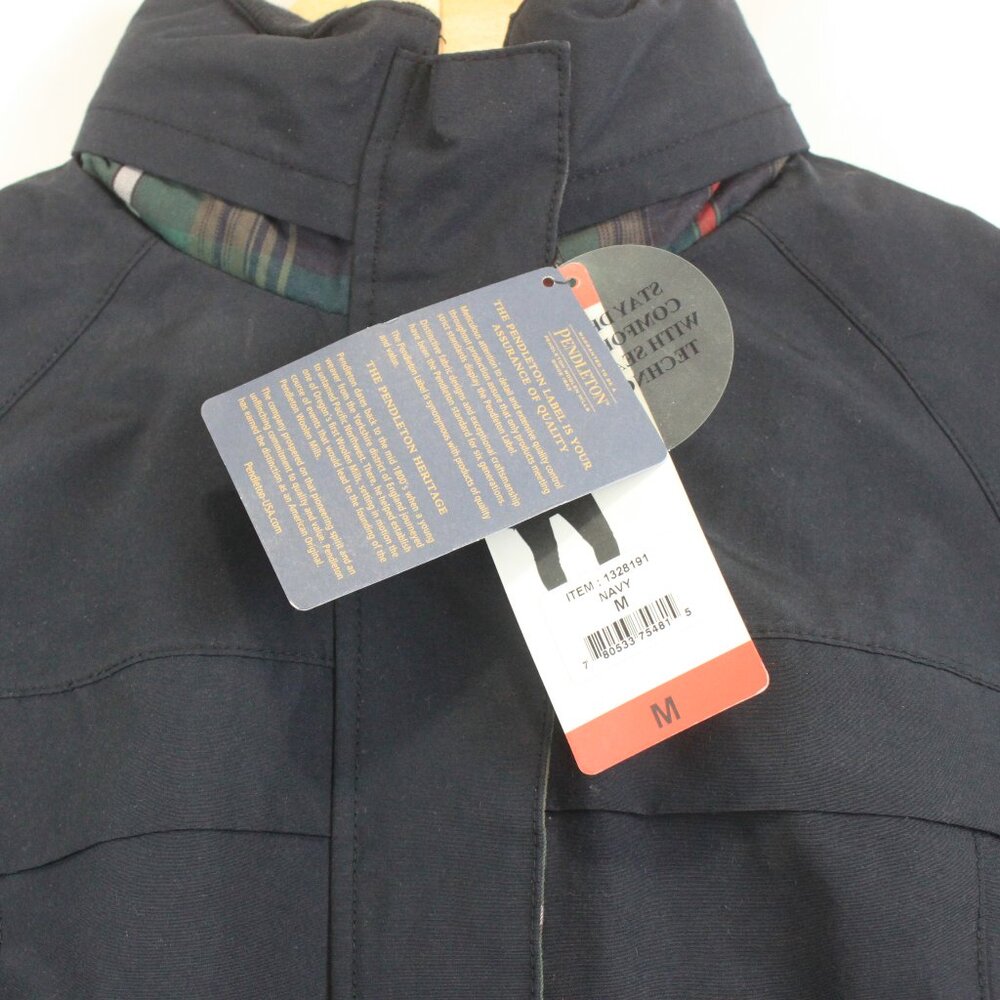 Pendleton Navy Blue Plaid Lined Hooded Rain Coat Jacket - Picture 7 of 16